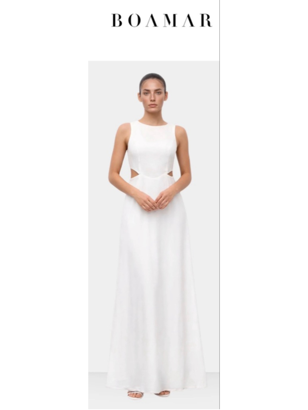 NWT BOAMAR Bessie White Linen Blend Maxi Dress L